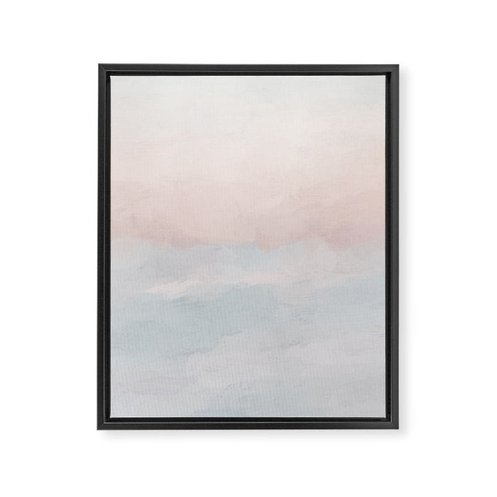 Soothing Seas III - Soft Pink Blue Sunrise Horizon Ocean for Nursery Abstract Coastal Painting Art Framed Canvas Print Gallery Image 1