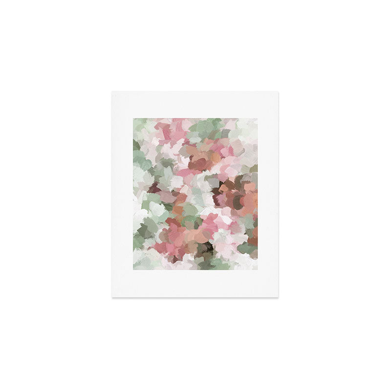 Spring Flurry - Sage Mint Green Fuchsia Blush Pink Abstract Flower Wall Art, Springtime Painting Art Print Gallery Image 1