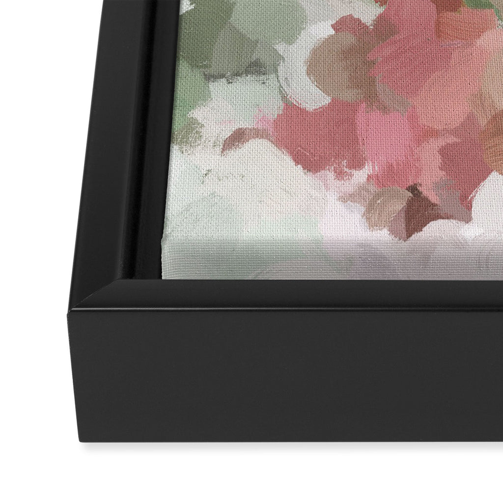 Spring Flurry - Sage Mint Green Fuchsia Blush Pink Abstract Flower Wall Art, Springtime Painting Framed Canvas Print Gallery Image 3
