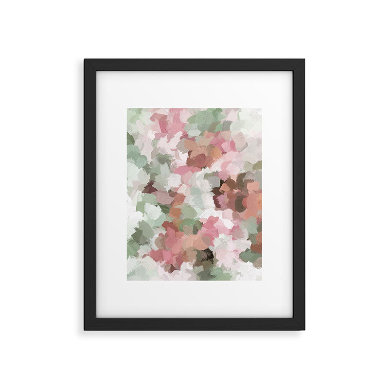 Spring Flurry - Sage Mint Green Fuchsia Blush Pink Abstract Flower Wall Art, Springtime Painting Framed Art Print Gallery Image 5