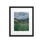 Storm in the Forest - Blue Gray Clouds Grass Green Abstract Nature Rustic Painting Art Printr  Framed Art Print Gallery Image 5