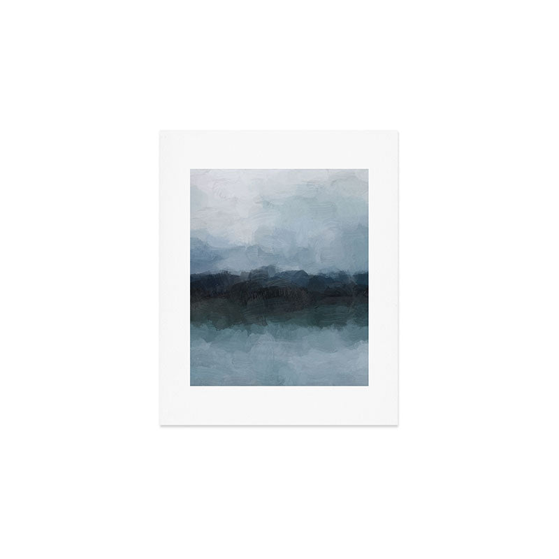 Stormy Day - Gray Navy Blue Black Abstract Nature Ocean Painting Art Print Wall Decor  Art Print Gallery Image 1