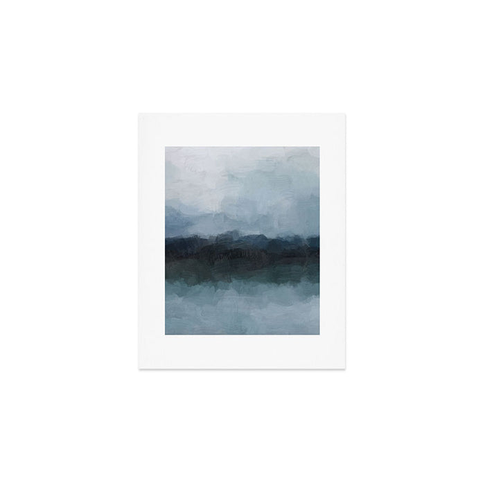 Stormy Day - Gray Navy Blue Black Abstract Nature Ocean Painting Art Print Wall Decor  Art Print Gallery Image 1