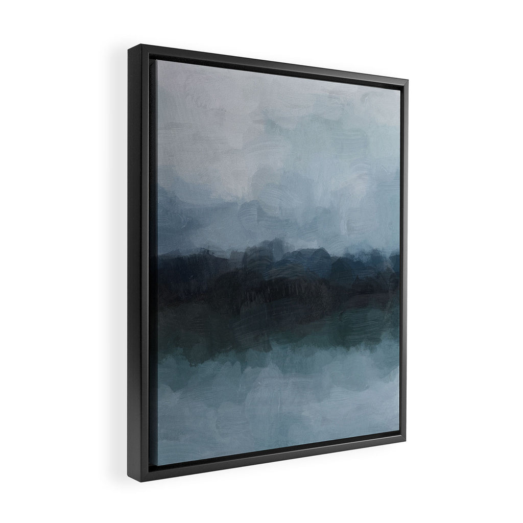 Stormy Day - Gray Navy Blue Black Abstract Nature Ocean Painting Art Print Wall Decor  Framed Canvas Print Gallery Image 2