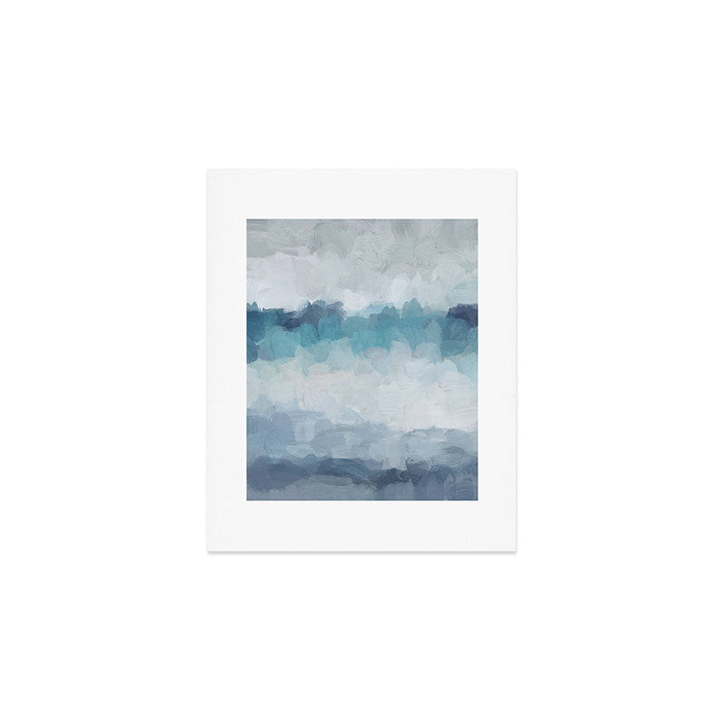 Stormy Seas - Aqua Teal Turquoise Sky Blue White Gray Abstract Art Modern Painting Art Print Gallery Image 1