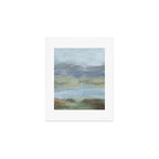 Summer at the Lake I - Sky Gray Blue Sage Green Abstract Wall Art, Painting Art Nature Modern Art Print Gallery Image 1