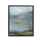 Summer at the Lake II - Sky Gray Blue Sage Green Abstract Wall Art, Painting Nature Print Portrait Framed Canvas Print Gallery Image 6
