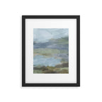Summer at the Lake II - Sky Gray Blue Sage Green Abstract Wall Art, Painting Nature Print Portrait Framed Art Print Gallery Image 5
