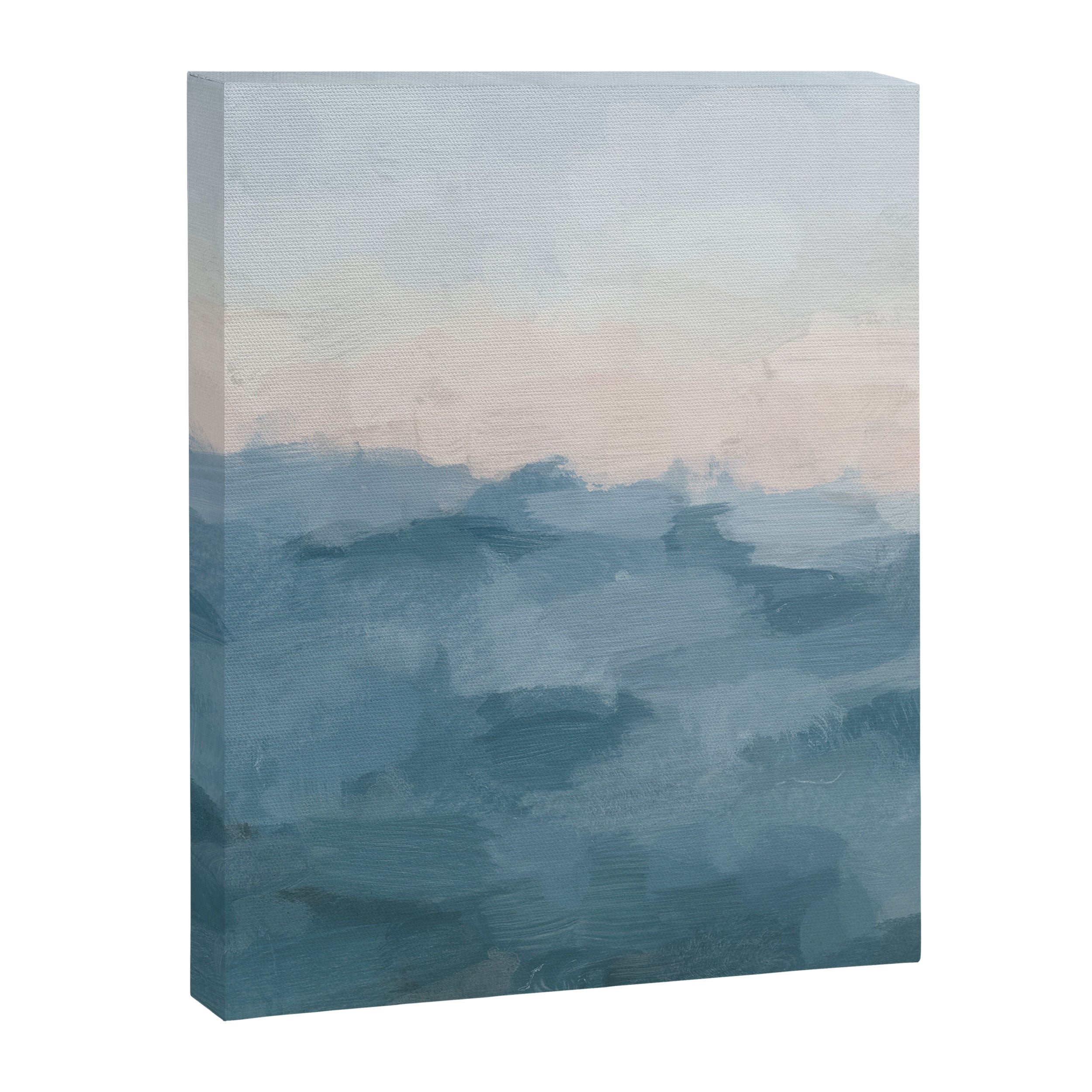 Sunrise Waves - Ocean Blue Soft Pink Peach Nautical Sea Sailing Abstract Nature Painting Art Print  Canvas Print Gallery Image 6