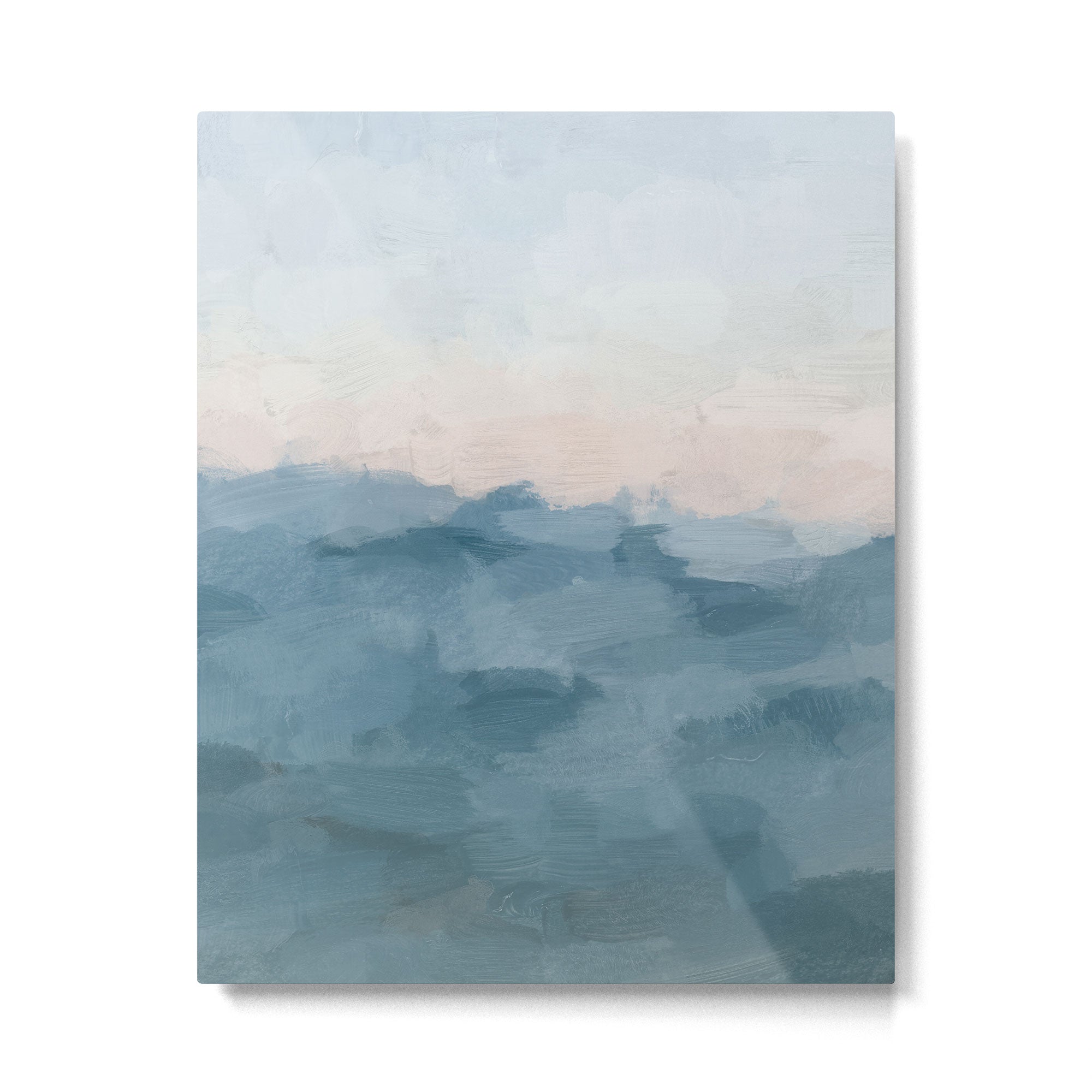Sunrise Waves - Ocean Blue Soft Pink Peach Nautical Sea Sailing Abstract Nature Painting Art Print  Metal Print Gallery Image 4