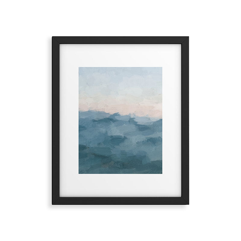 Sunrise Waves - Ocean Blue Soft Pink Peach Nautical Sea Sailing Abstract Nature Painting Art Print  Framed Art Print Gallery Image 5