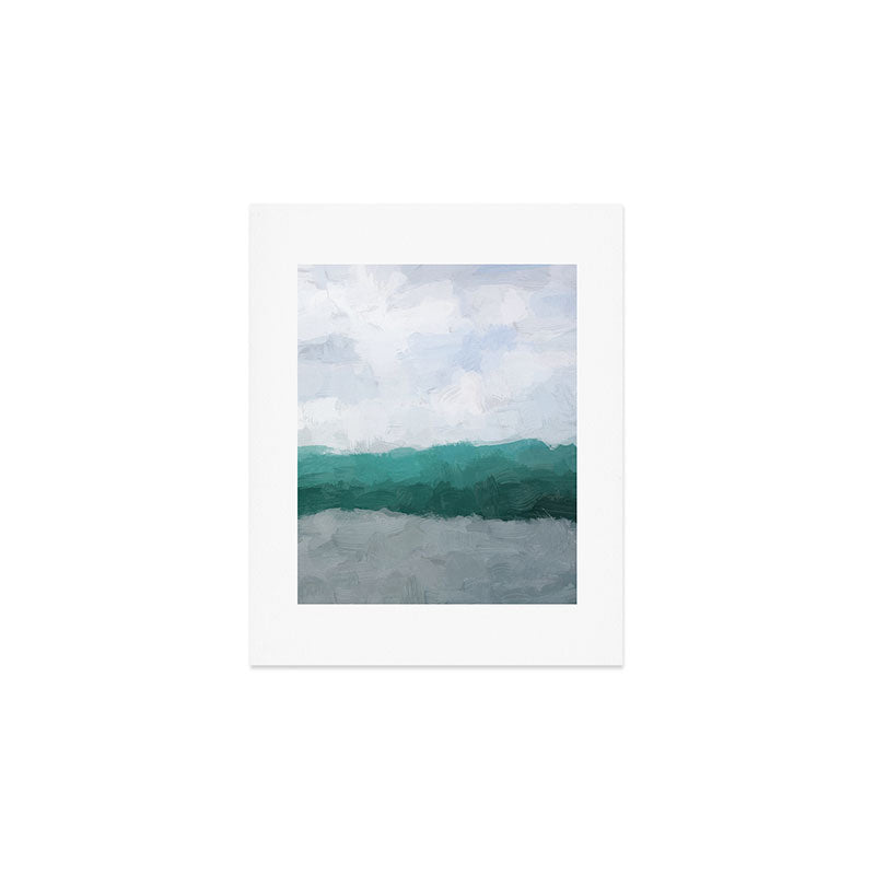 Surfs Up - Aqua Teal Turquoise Sky Blue White Gray Abstract Painting Art Water Ocean Waves Art Print Gallery Image 1