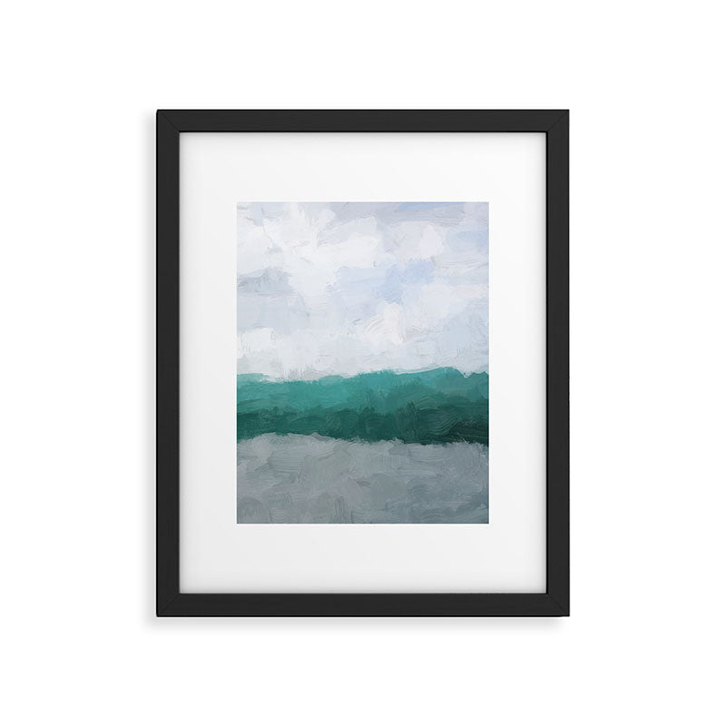 Surfs Up - Aqua Teal Turquoise Sky Blue White Gray Abstract Painting Art Water Ocean Waves Framed Art Print Gallery Image 5