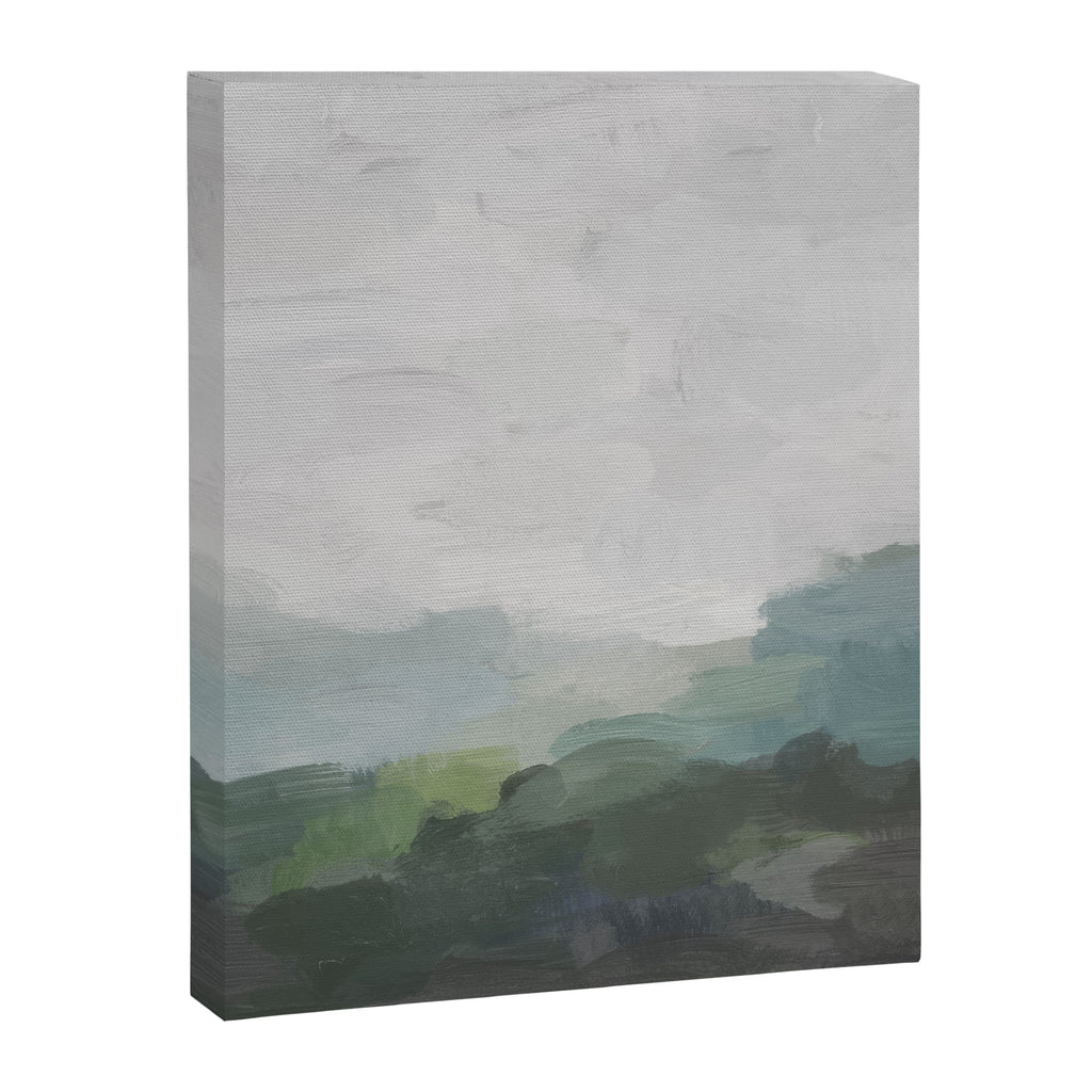 Temple of Flora - Dark Green Seafoam Teal Valley Horizon Gray Cloudy Skies Abstract Nature Painting Canvas Print Gallery Image 6
