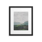 Temple of Flora - Dark Green Seafoam Teal Valley Horizon Gray Cloudy Skies Abstract Nature Painting Framed Art Print Gallery Image 5