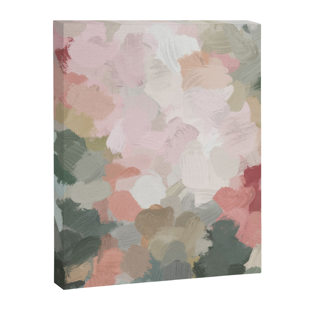 Time to Bloom - Forest Green Fuchsia Blush Pink Abstract Flower Spring Painting Art Canvas Print Gallery Image 6