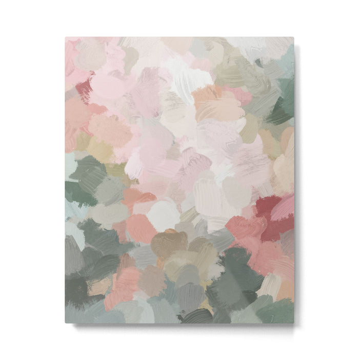 Time to Bloom - Forest Green Fuchsia Blush Pink Abstract Flower Spring Painting Art Metal Print Gallery Image 1