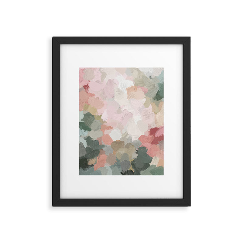Time to Bloom - Forest Green Fuchsia Blush Pink Abstract Flower Spring Painting Art Framed Art Print Gallery Image 5