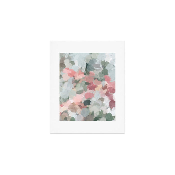 Tropical Winds - Blue Sage Green Coral Pink Flowers in the Abstract Nature Painting Art Print Art Print Gallery Image 1