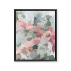 Tropical Winds - Blue Sage Green Coral Pink Flowers in the Abstract Nature Painting Art Print Framed Canvas Print Gallery Image 6