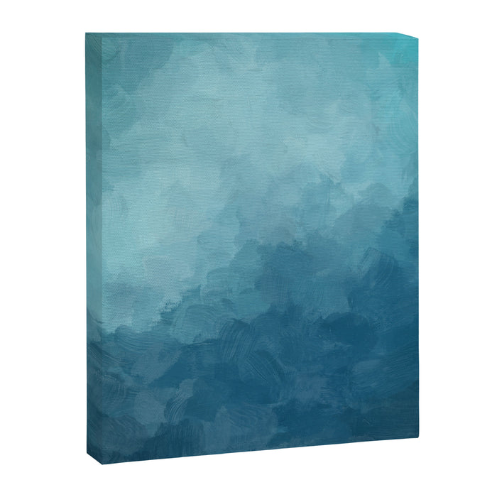 Underwater Bliss - Aqua Blue Turquoise Navy Sea Deep Ocean Minimal Abstract Nature Painting Art Canvas Print Gallery Image 1