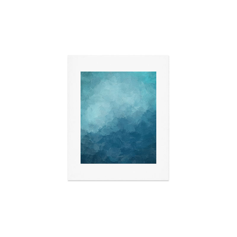Underwater Bliss - Aqua Blue Turquoise Navy Sea Deep Ocean Minimal Abstract Nature Painting Art Art Print Gallery Image 1