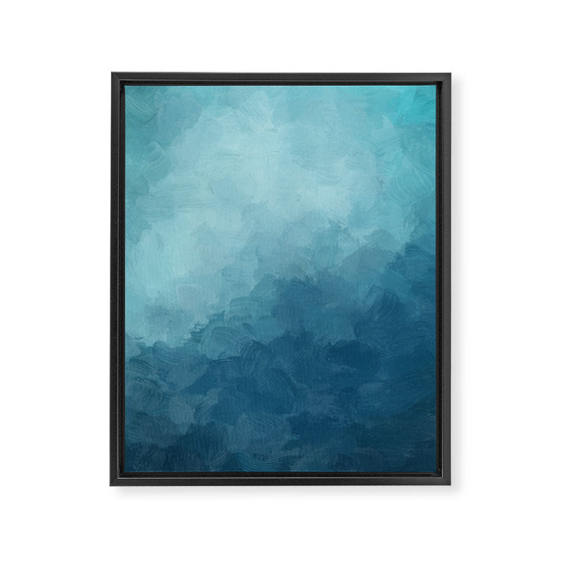 Underwater Bliss - Aqua Blue Turquoise Navy Sea Deep Ocean Minimal Abstract Nature Painting Art Framed Canvas Print Gallery Image 6