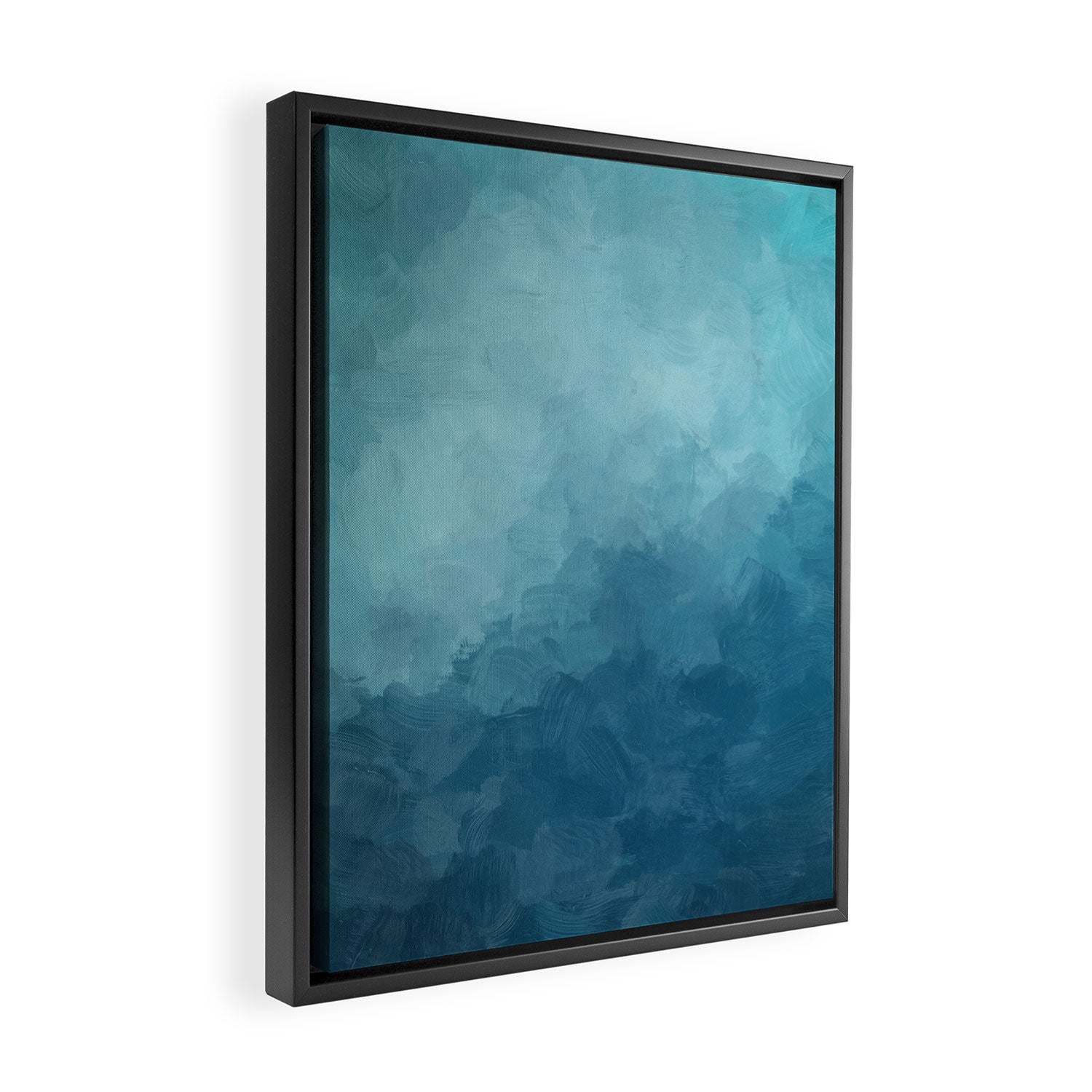 Underwater Bliss - Aqua Blue Turquoise Navy Sea Deep Ocean Minimal Abstract Nature Painting Art Framed Canvas Print Gallery Image 2