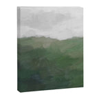 Valleys Beyond - Green Grass Hills Nature Pasture Gray Sky Clouds Abstract Nature Farmhouse Painting Canvas Print Gallery Image 6