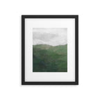 Valleys Beyond - Green Grass Hills Nature Pasture Gray Sky Clouds Abstract Nature Farmhouse Painting Framed Art Print Gallery Image 5