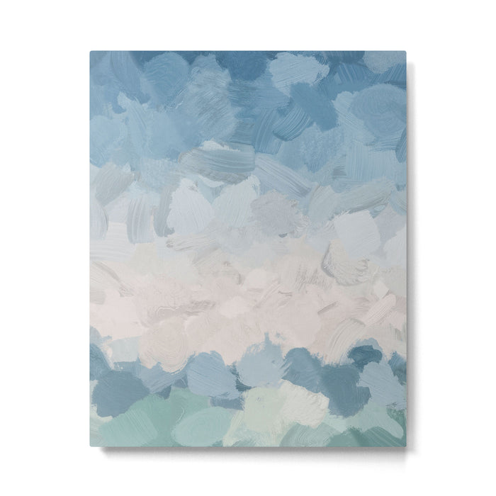 Waves on the Horizon - Mint Blue Aqua Sky Ocean Abstract Art Painting Clouds Water Waves Metal Print Gallery Image 1