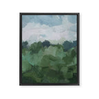 Windy Day on the Farm - Sky Blue and Sage Green Abstract Painting, Modern Rural Country Rustic Framed Canvas Print Gallery Image 6
