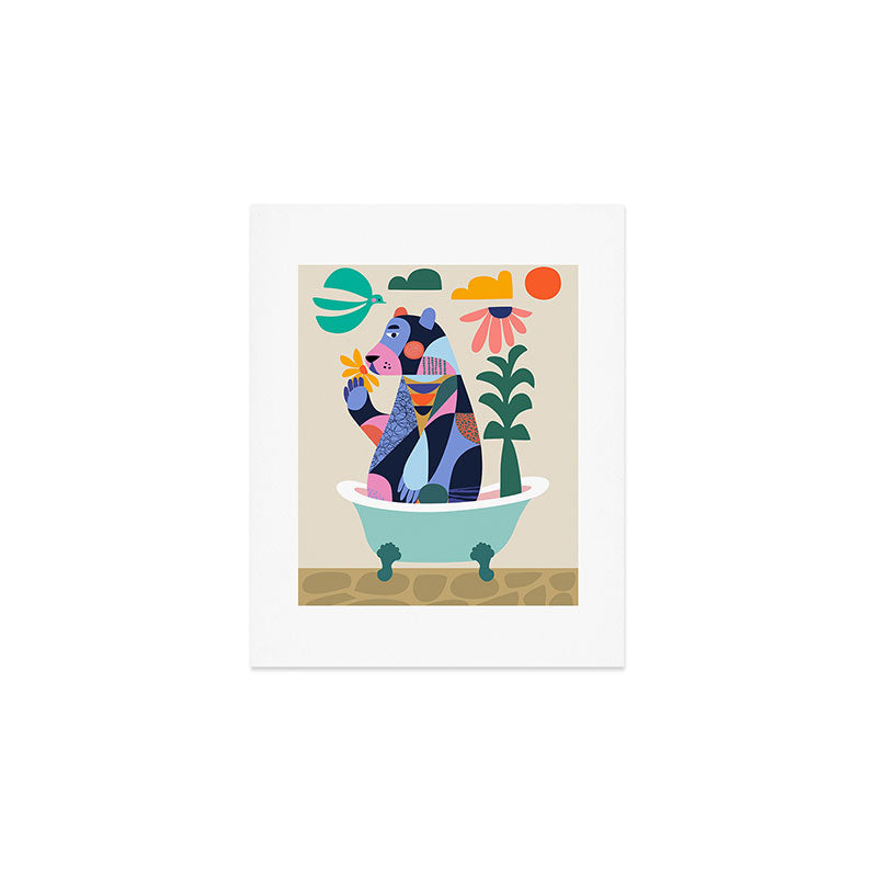Bear in the bathtub Art Print Gallery Image 1