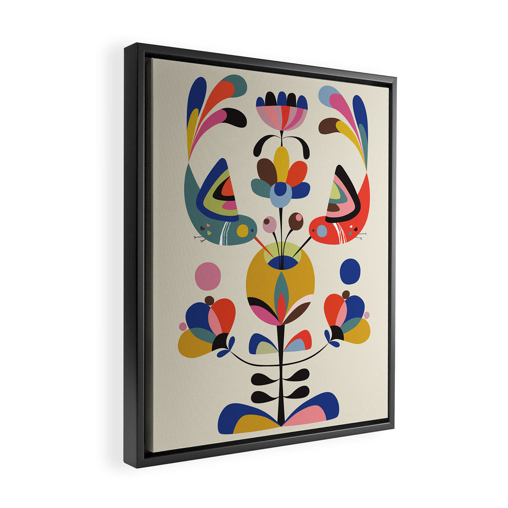 Hummingbirds & Flowers Framed Canvas Print Gallery Image 2