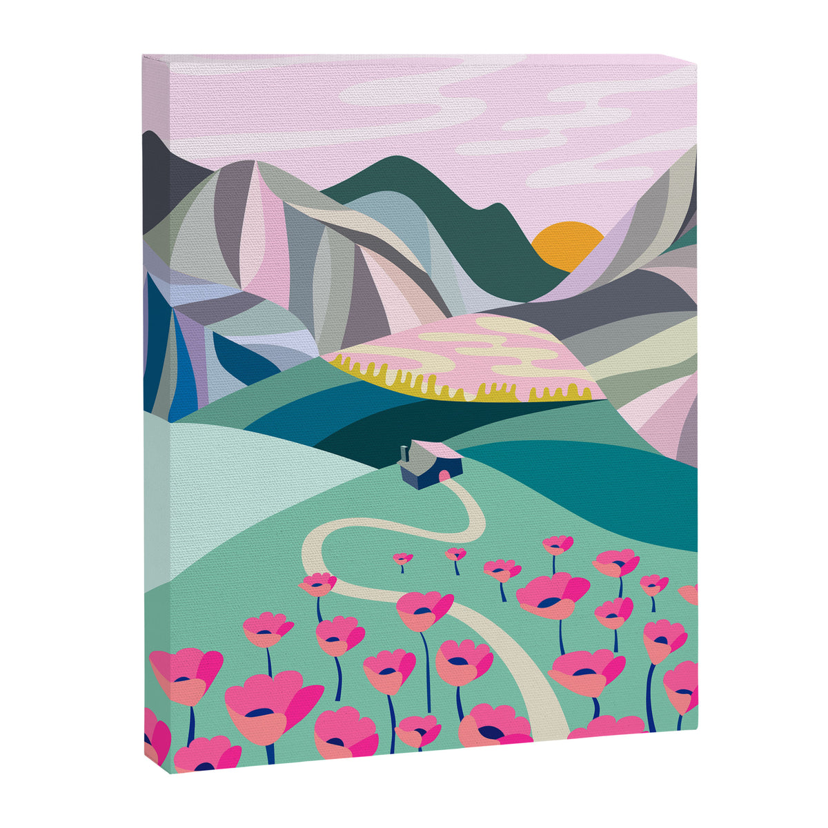 Landscape mountains 001 (Pink version) Canvas Print Gallery Image 6