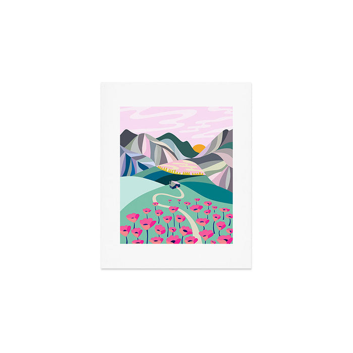 Landscape mountains 001 (Pink version) Art Print Gallery Image 1