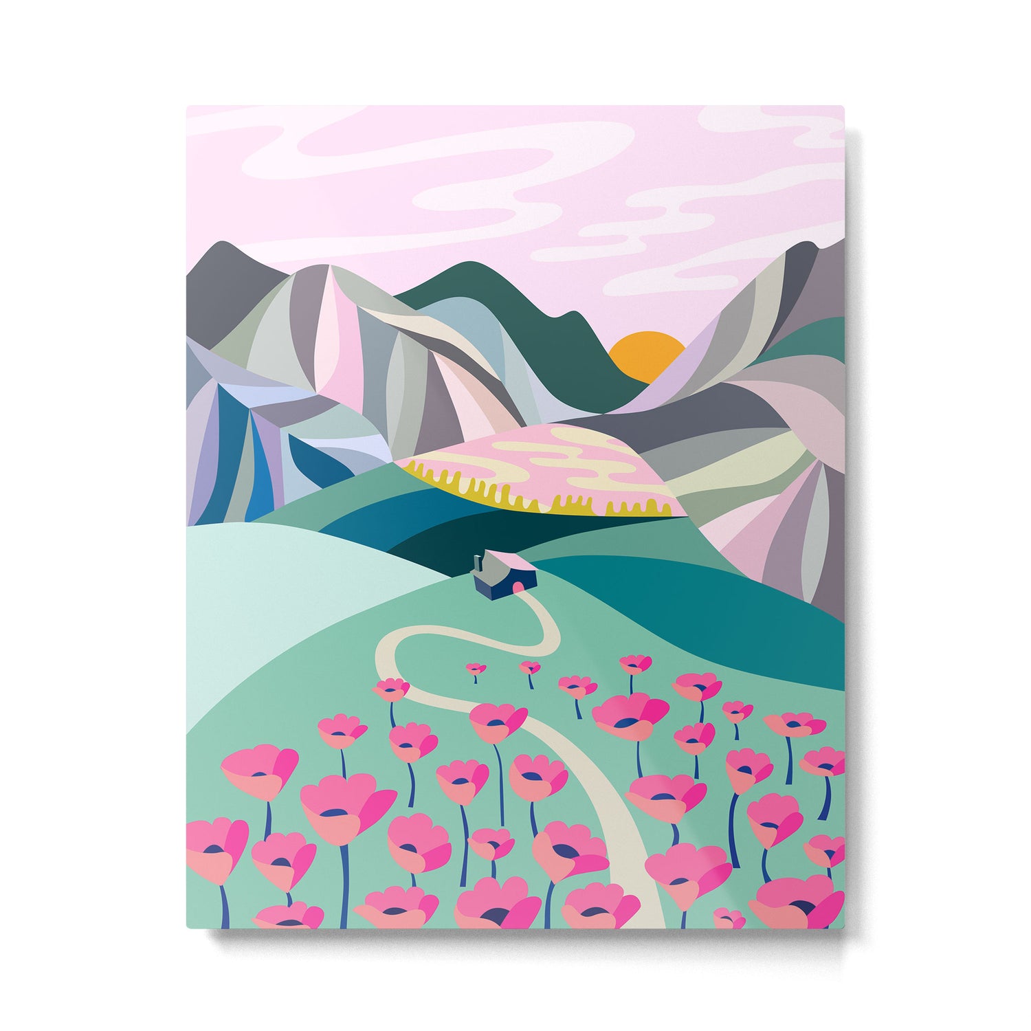 Landscape mountains 001 (Pink version) Metal Print Gallery Image 4