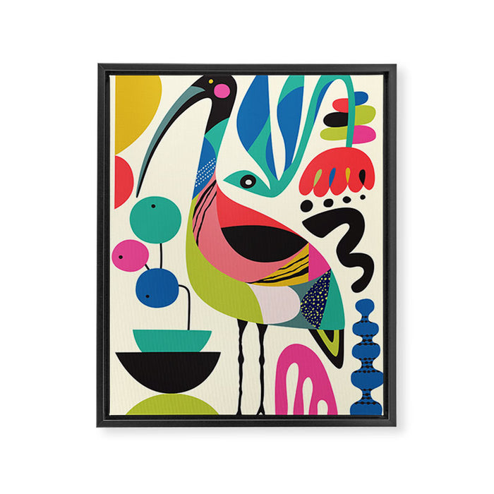 Mid Century Ibis Framed Canvas Print Gallery Image 1