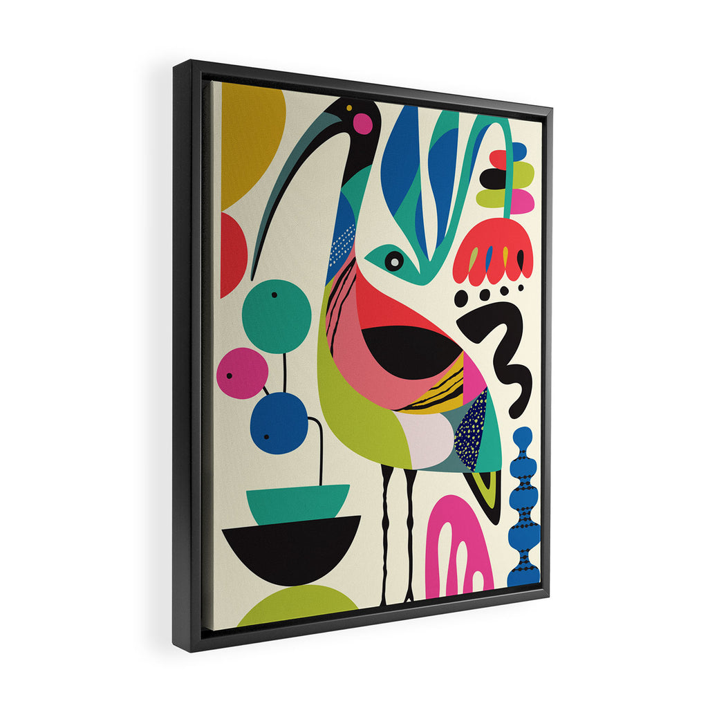 Mid Century Ibis Framed Canvas Print Gallery Image 2