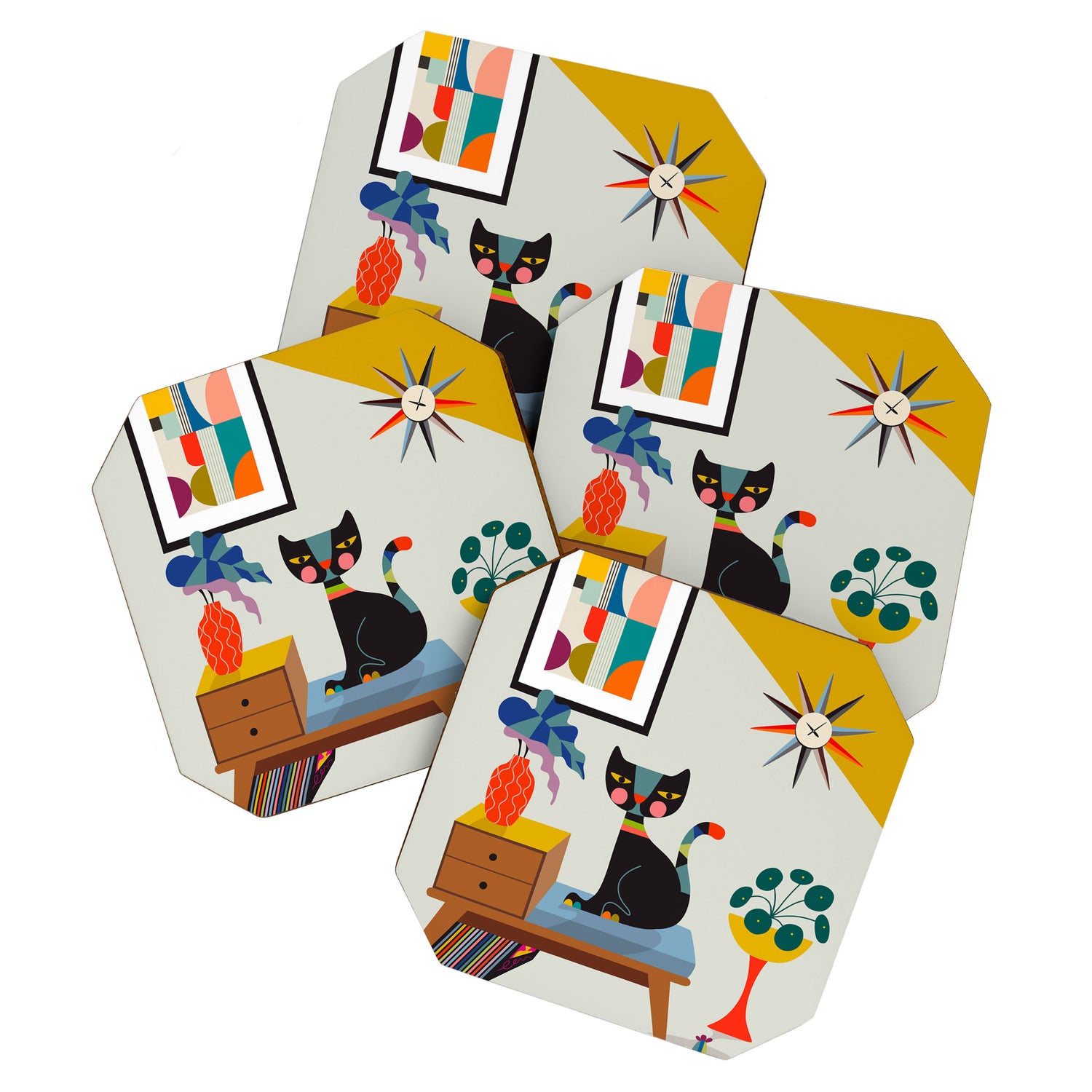 Mid Century Modern Cat Coaster Gallery Image 1