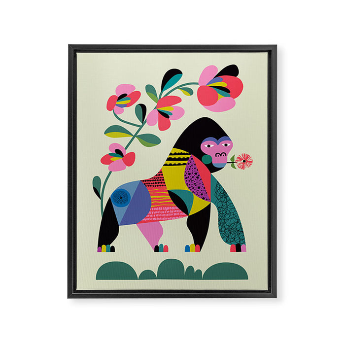 Mid Century Modern Gorilla Framed Canvas Print Gallery Image 1
