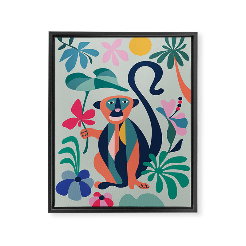 Mid Century Modern Monkey Framed Canvas Print Gallery Image 6