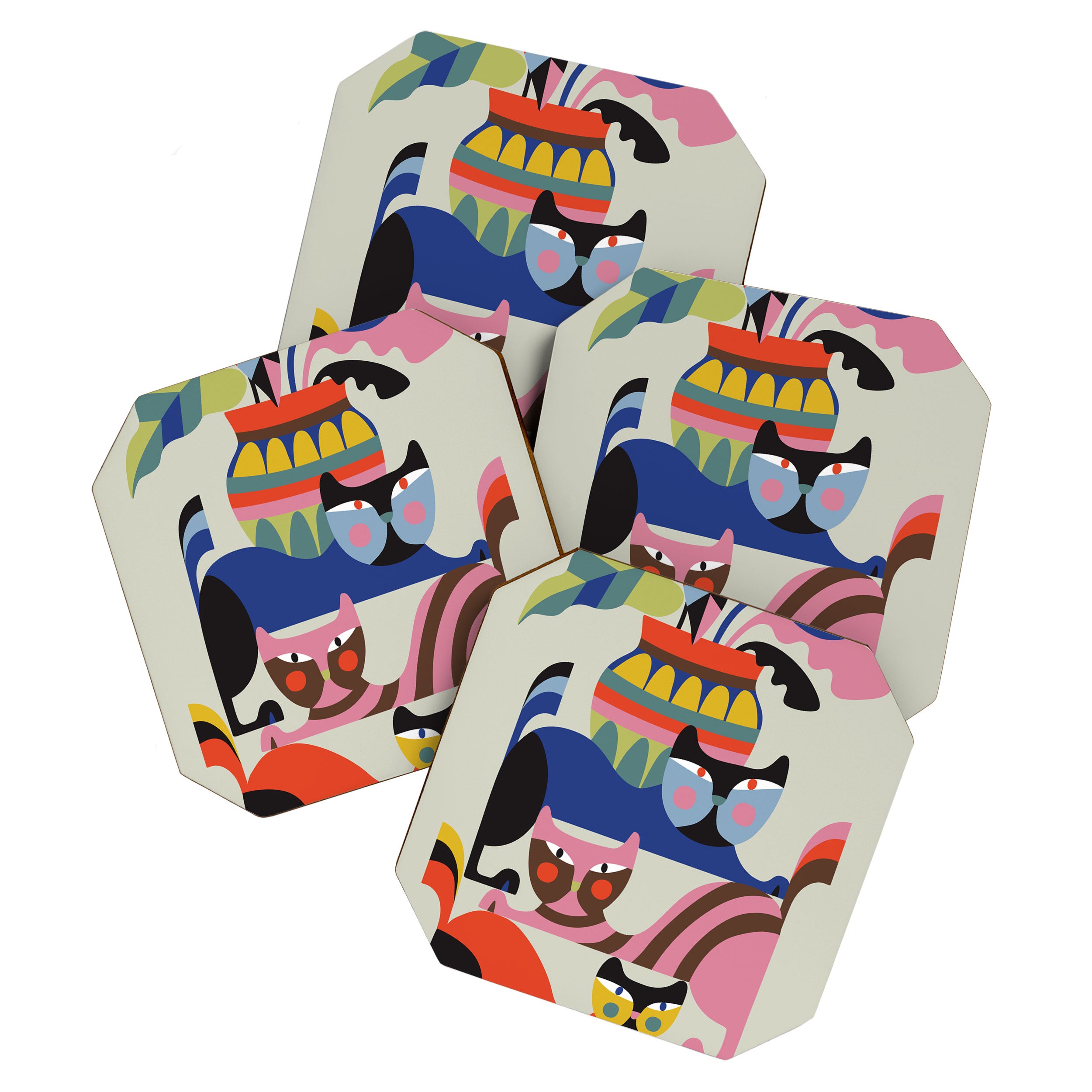 Mid Century Modern Retro Cats Coaster Gallery Image 1