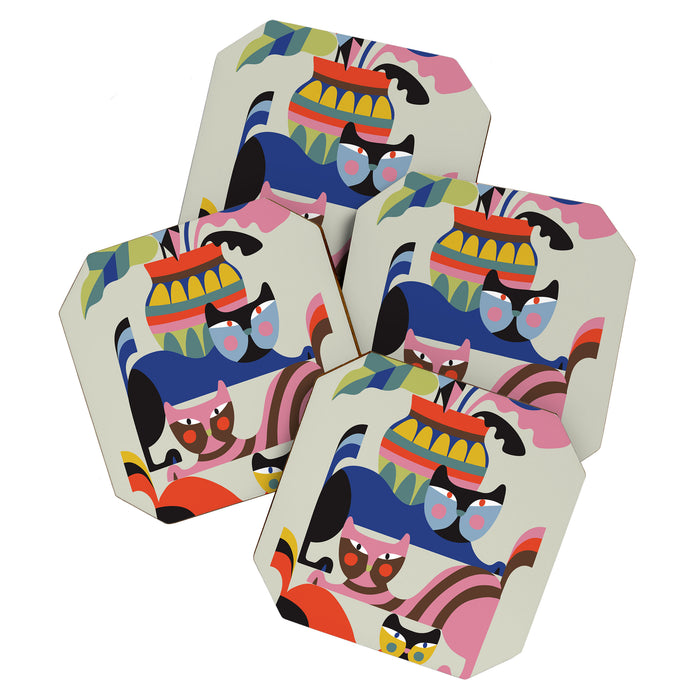 Mid Century Modern Retro Cats Coaster Gallery Image 1