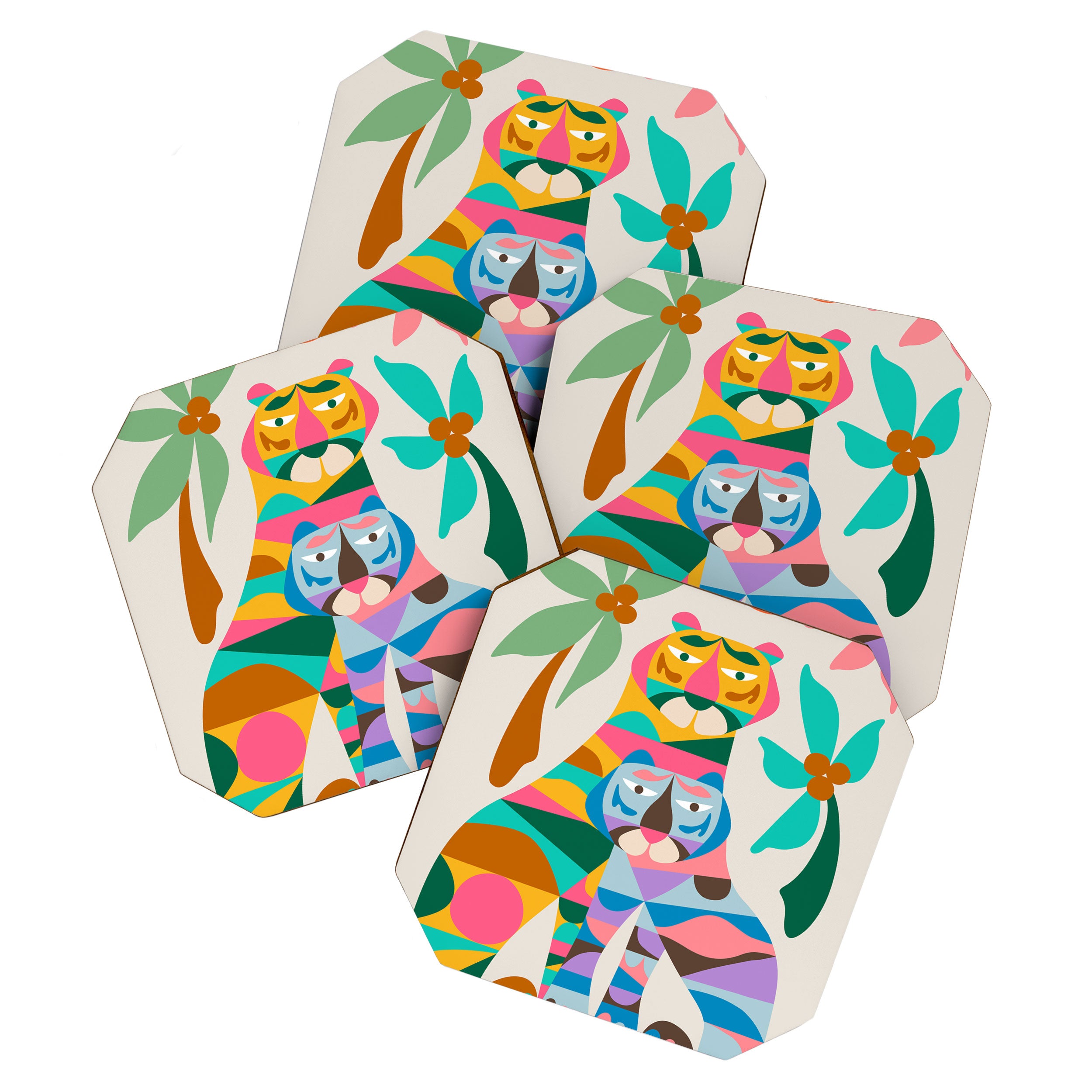 Mid Century Modern Tigers Coaster Gallery Image 1