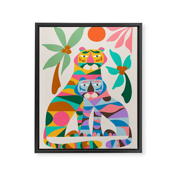 Mid Century Modern Tigers Framed Canvas Print Gallery Image 1