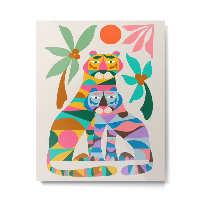Mid Century Modern Tigers Metal Print Gallery Image 1