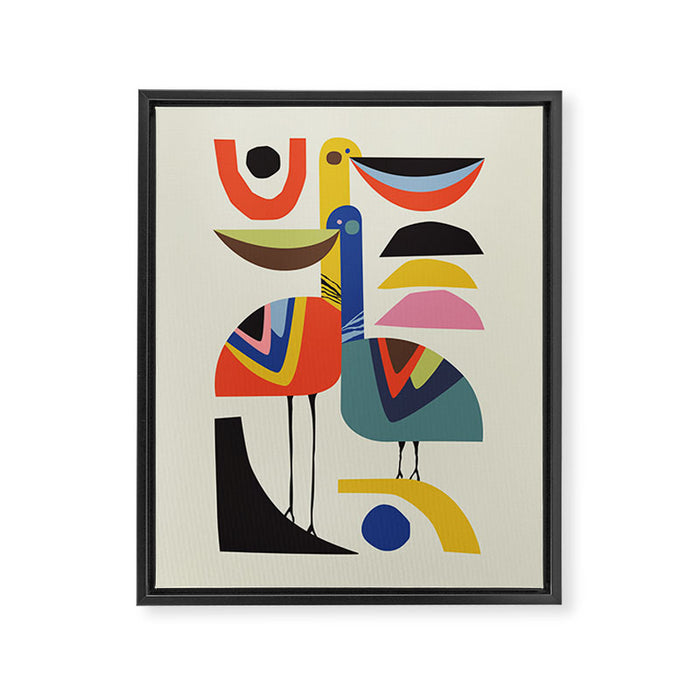 Mid century Pelicans Framed Canvas Print Gallery Image 1