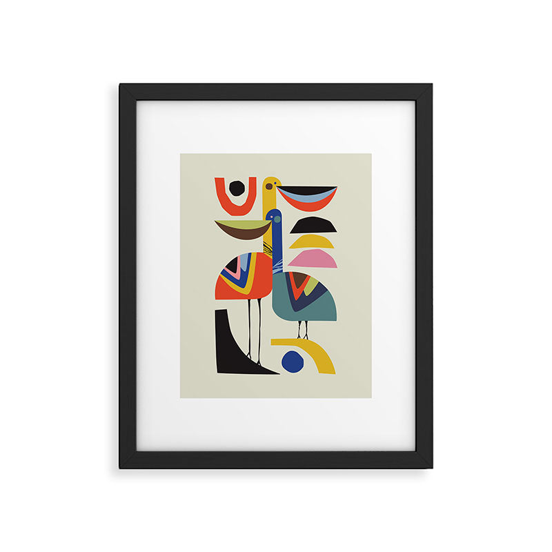 Mid century Pelicans Framed Art Print Gallery Image 5