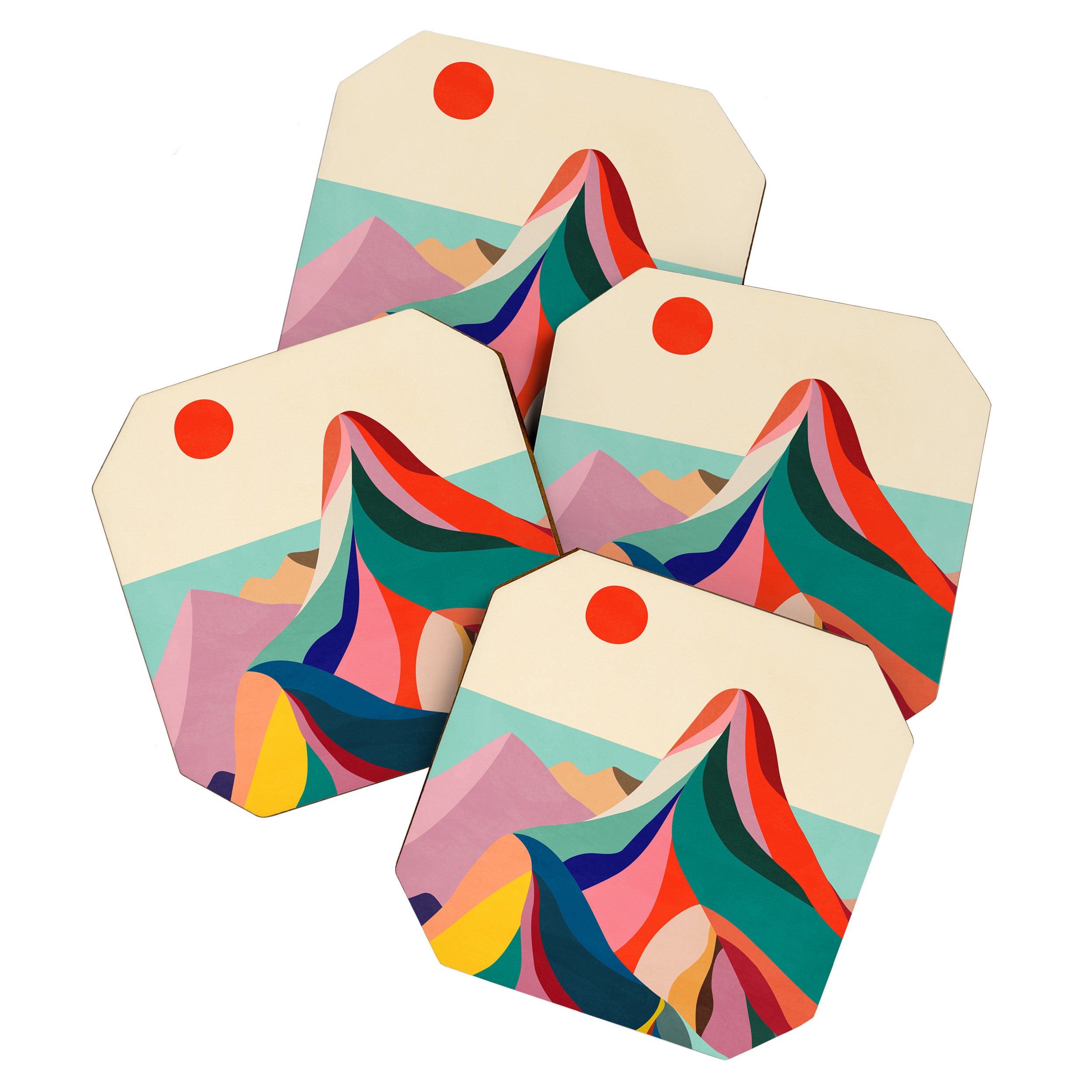 Mid Century Rainbow Mountains Coaster Gallery Image 1